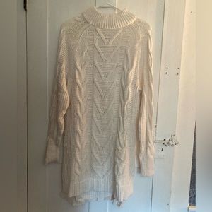 Long Knit Sweater with Mock Neck
